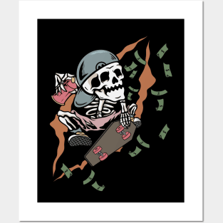 Skater skull Posters and Art